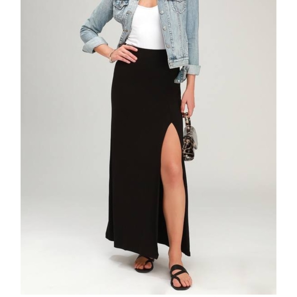Black split leg maxi skirt